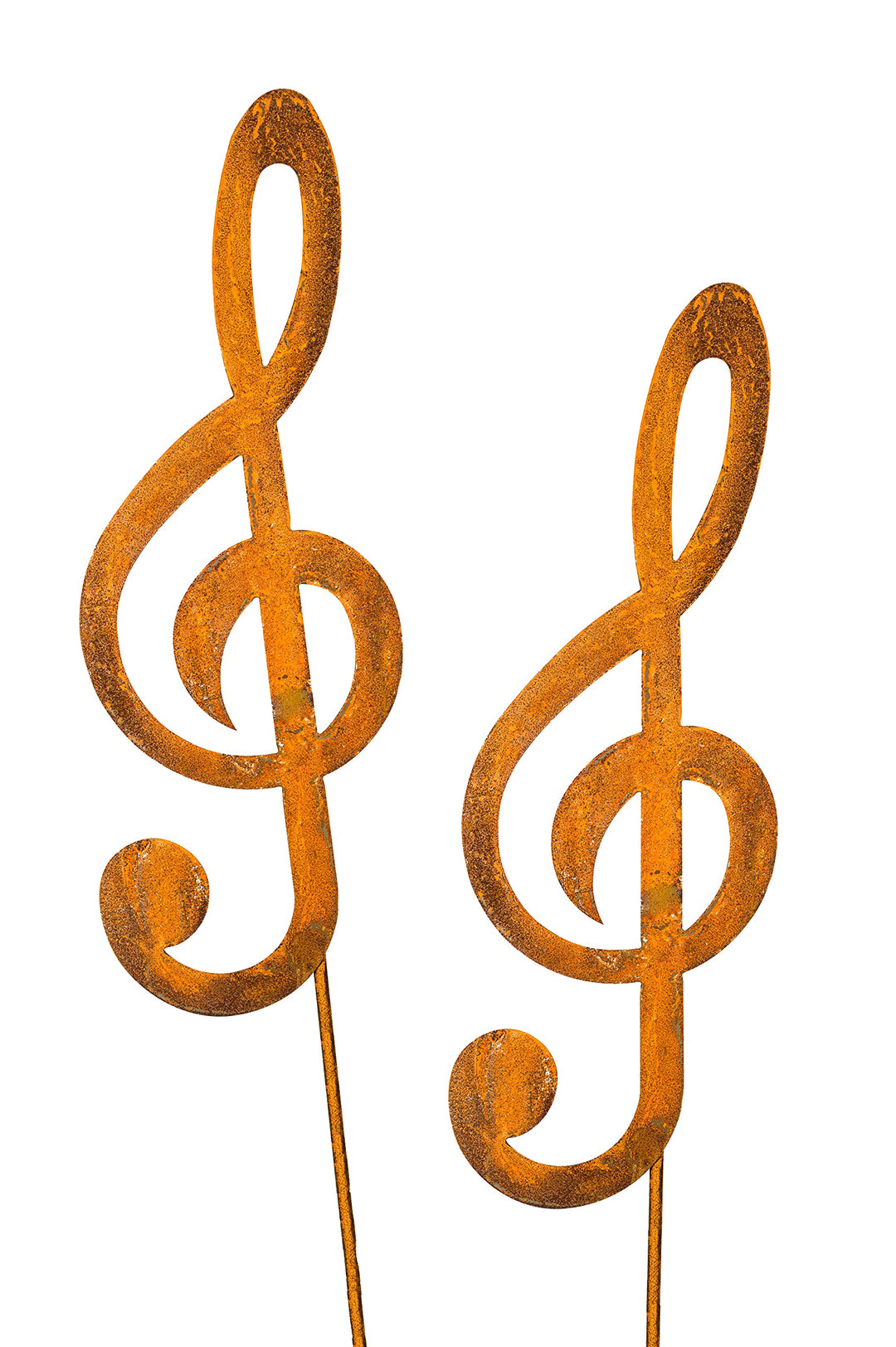 Blümelhuber 2 Kleine Notenschlüssel Gartenstecker - Rost Deko Figur für den Garten, den Balkon oder