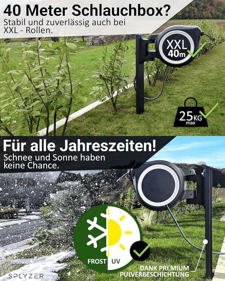 Schlauchbox Halterung zur Bodenmontage – Kompatibel mit GARDENA® Schlauchboxen & Gartenschlauch Trom