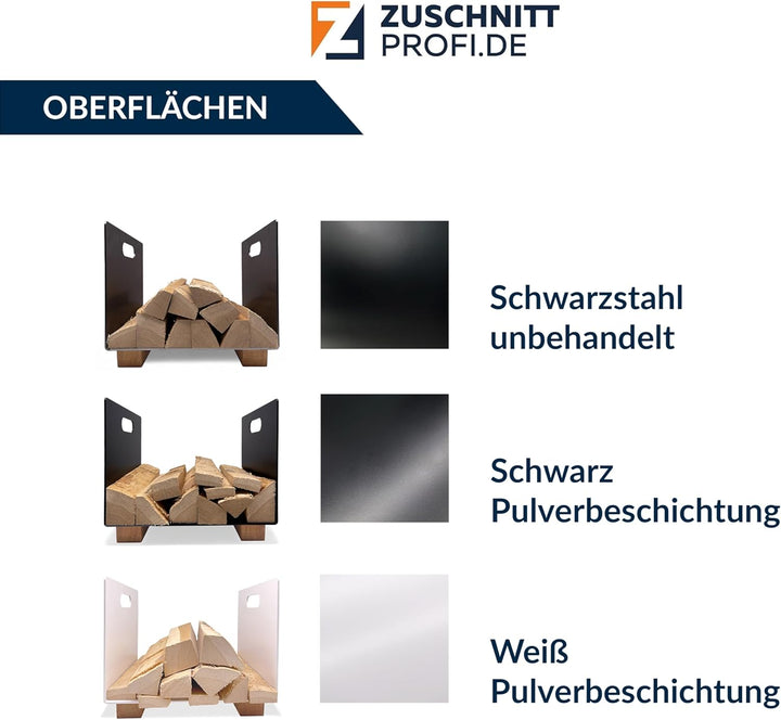 Design Kaminholz Aufbewahrung aus Schwarzstahl (60 x 34 x 47 cm) – handgefertigter Kaminholzkorb mit