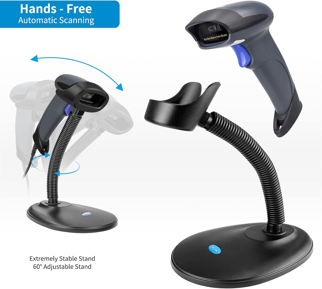 NETUM Wireless 2D QR Barcode Scanner mit Ständer, 3 in 1 Bluetooth & 2,4GHz Wireless&USB Wired Autom