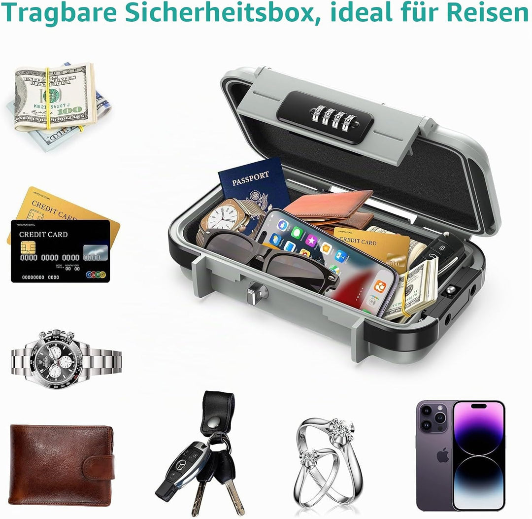 ORIA Tragbarer Tresor mit Zahlencode, Sicherheitsbox Outdoor Sicherheitssafe, mit abnehmbarem Drahts