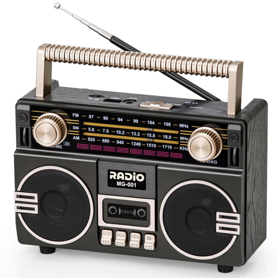 Tendak Retro Radio AM/FM/SW, Nostalgie Radio mit 1200mAh Akku, Kofferradio mit 6.0 Bluetooth, Küchen