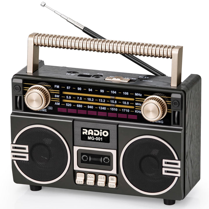 Tendak Retro Radio AM/FM/SW, Nostalgie Radio mit 1200mAh Akku, Kofferradio mit 6.0 Bluetooth, Küchen