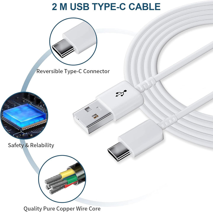2er-Pack Ladegerät mit 2m Ladekabel USB Typ-C für Samsung Galaxy S21 S20 S10 S9 S8 A13 A14 A15 A20 A