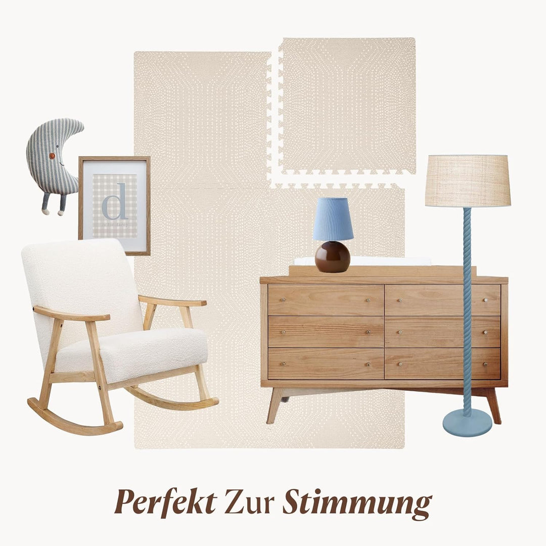 Toddlekind Baby-Puzzlematten, 6-TLG. inkl. Rand, ungiftige Schaumstoffmatten, für Bauchzeit und Krab