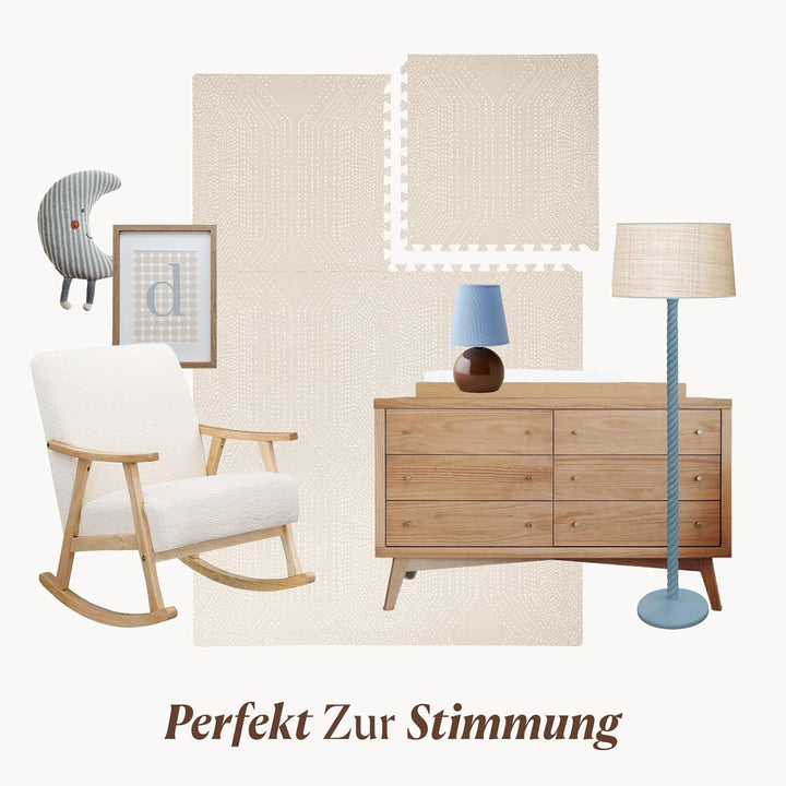 Toddlekind Baby-Puzzlematten, 6-TLG. inkl. Rand, ungiftige Schaumstoffmatten, für Bauchzeit und Krab