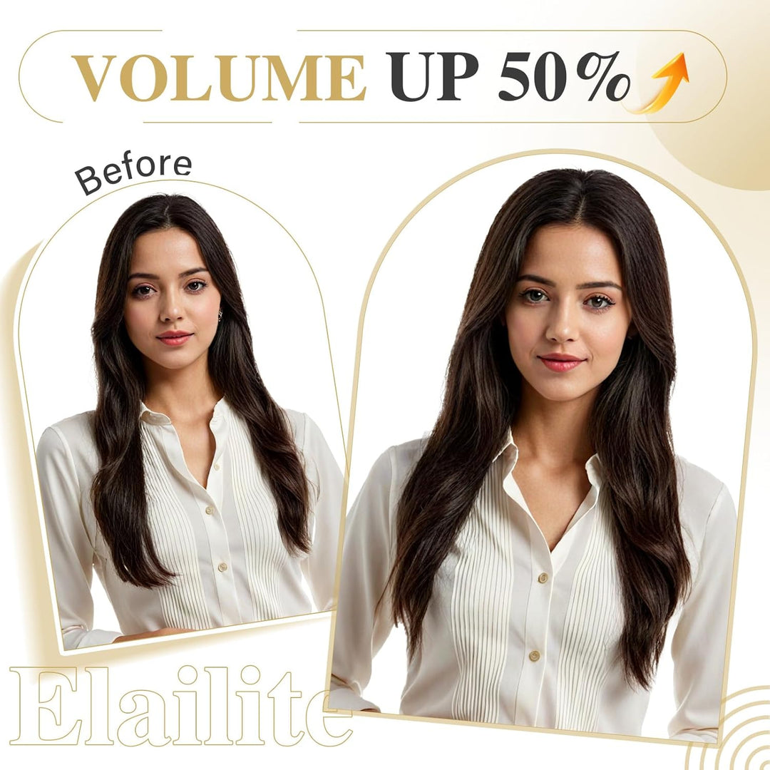 Elailite Extensions Echthaar Clip in 8 Tressen Glatt 