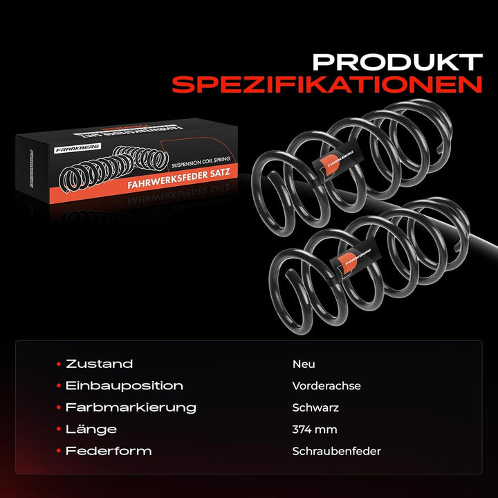Frankberg 2x Federn Fahrwerksfeder Vorne Kompatibel mit S60 II 134 1.6L 2.0L 2010-2018 V60 I 155 157