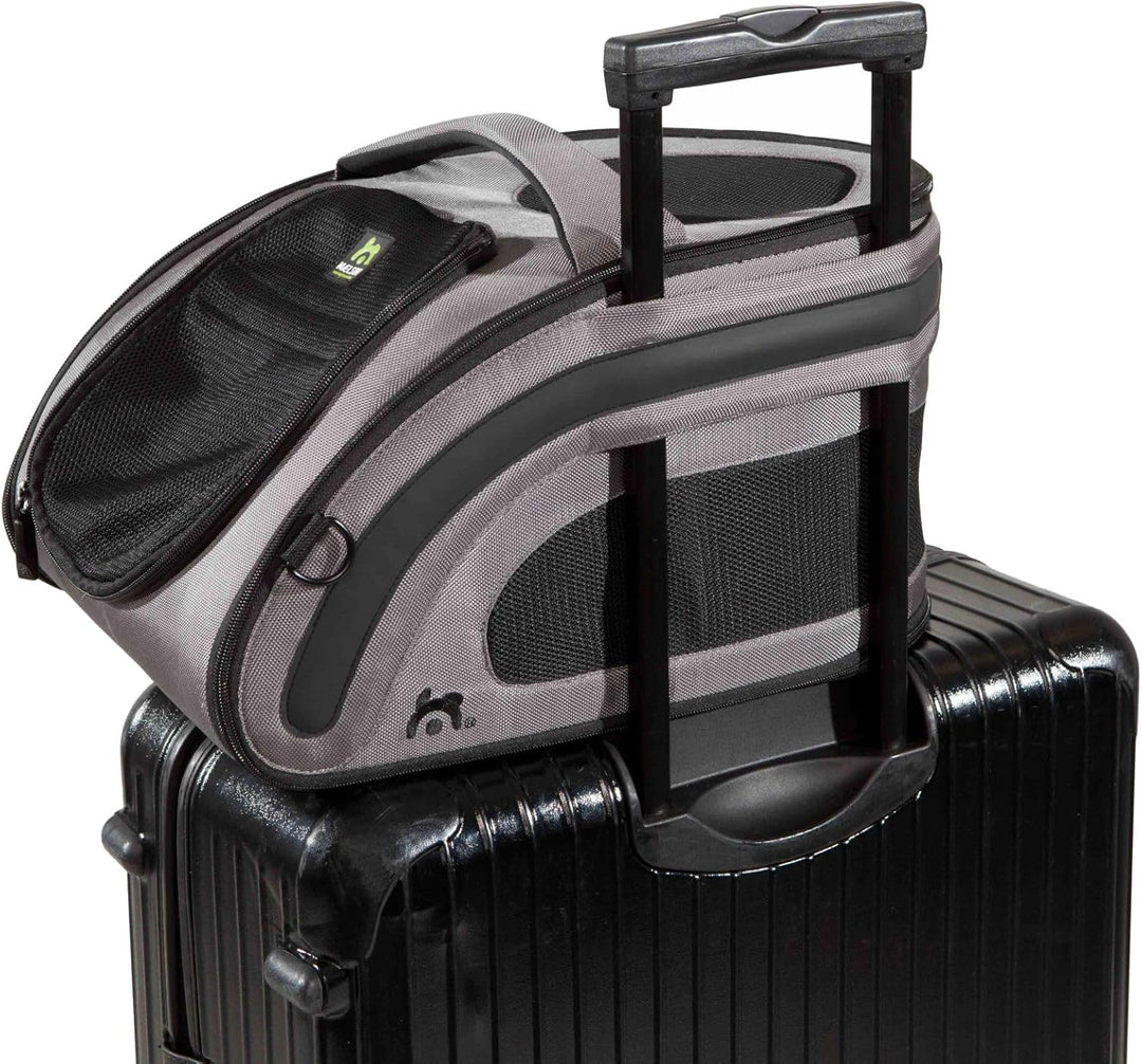 Maelson Snuggle Kennel anthrazit 48 cm + Treatee Mag Pouch - Transportbox und Leckerli-Tasche für Hu