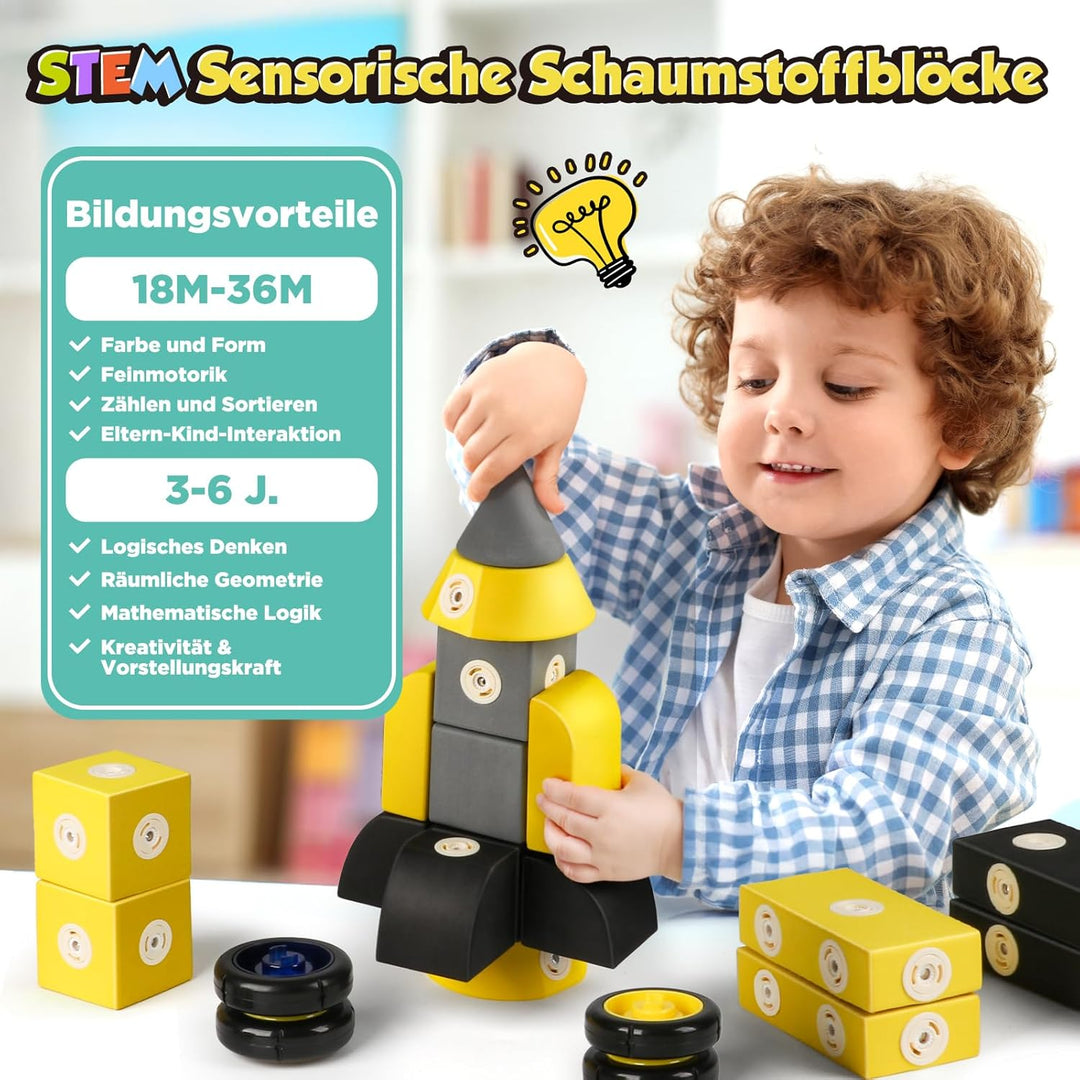 Magnetische Bausteine Spielzeug für Kinder 1-3, 30 Stück Roboter Weiche Lernspielzeug für Kinder, ST