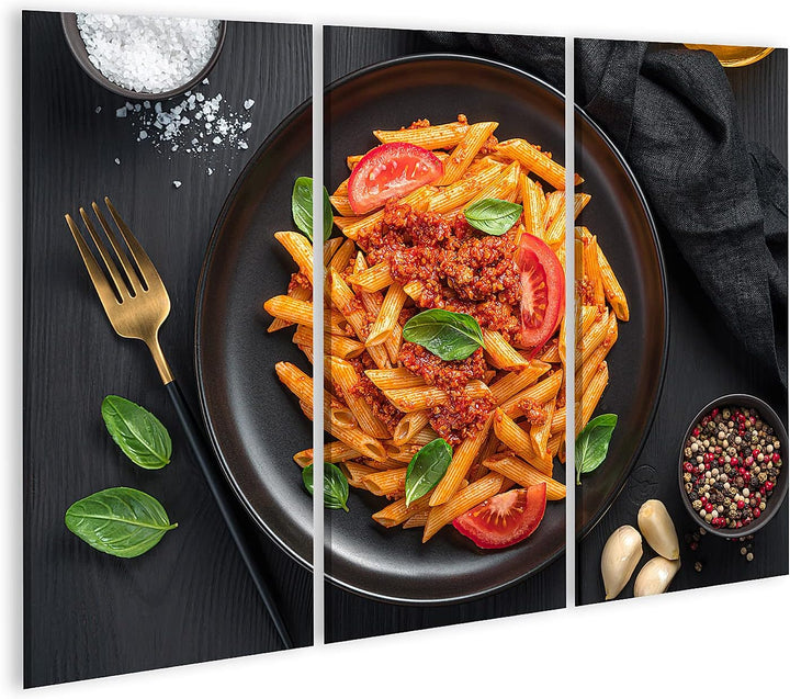 islandburner Bild auf Leinwand Pasta Tomaten Bolognese Sauce Frisches Basilikum küchenbilder Restaur