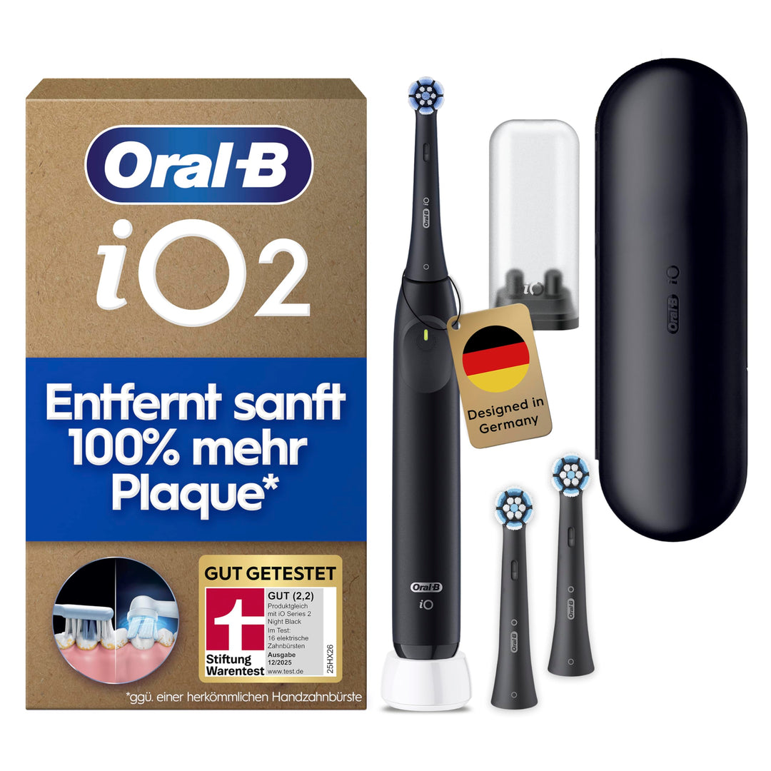 Oral-B iO Series 2 Elektrische Zahnbürste Schwarz PLUS Original Oral-B iO Sanfte Reinigung Aufsteckb
