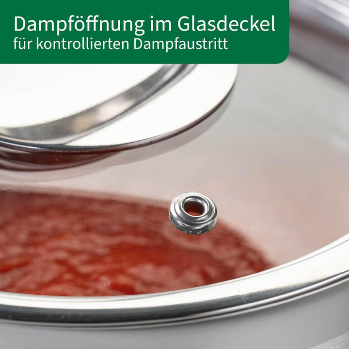 FACKELMANN Chefkoch Sossen-Topf Ø16 cm München aus Edelstahl – Hochwertiger Kochtopf Ausschüttfunkti