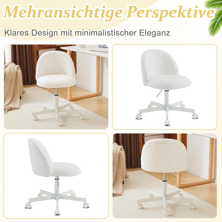 Bonnlo Bürostuhl mit Rollen, Schminktisch Stuhl, Höhenverstellbar Schreibtischstuhl für Arbeitszimme