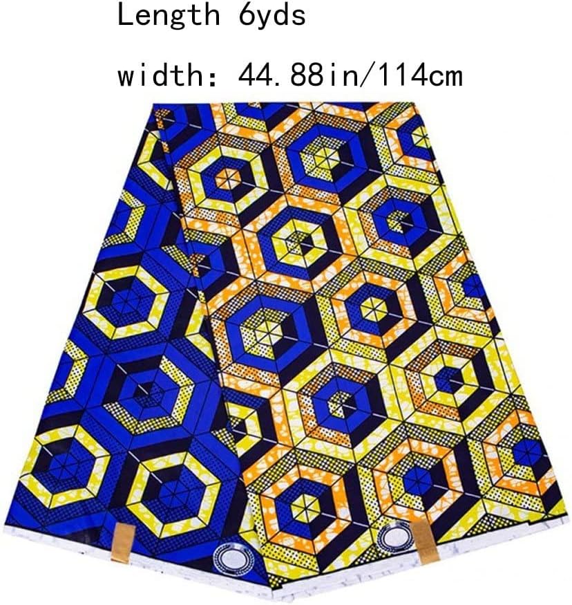 Fituenly Afrikanischer Stoff Afrikanischer Ankara-wachsdruckstoff Geometrisches Muster Polyesterstof