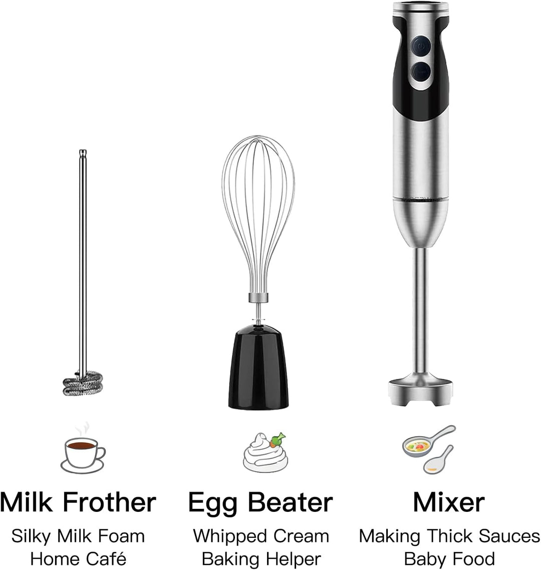 MegaWise 3-in-1 Stabmixer mit Titanbeschichtung, 400W Leistung mit 12 Geschwindigkeiten, 80% Schärfe