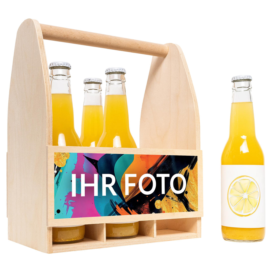 Creative Deco Flaschenträger Holz für 6 Bierflaschen | Personalisierte Geschenke Fotogeschenke Dein