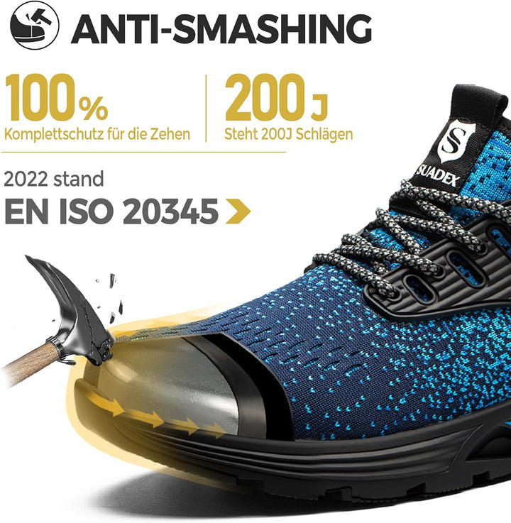 SUADEX Sicherheitsschuhe Arbeitsschuhe Herren Damen Leicht Stahlkappenschuhe Atmungsaktiv mit Stahlk