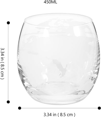 DOITOOL 2 Stück Whiskygläser Neuheit Getränkegläser Rum Felsen Glas Klarglas Cocktailbecher Weltkart