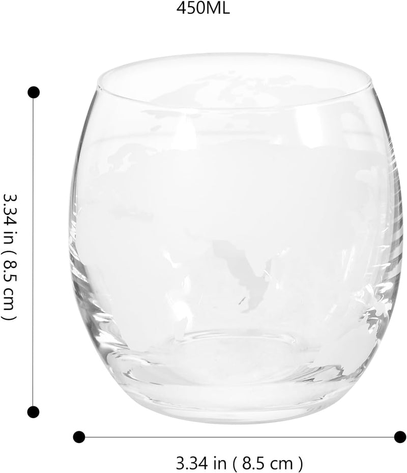 DOITOOL 2 Stück Whiskygläser Neuheit Getränkegläser Rum Felsen Glas Klarglas Cocktailbecher Weltkart