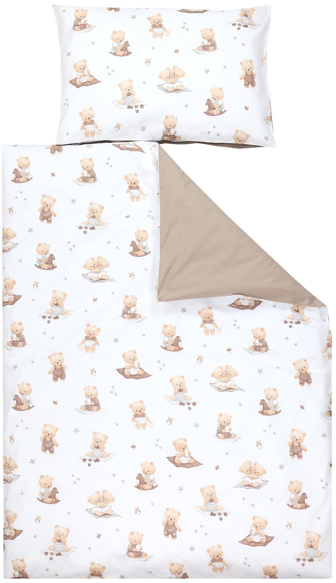 TupTam Kinder Bettwäsche Gemustert 2-Teilig Wendebettwäsche, Farbe: Bärchen/Karamell, Grösse: 135x10