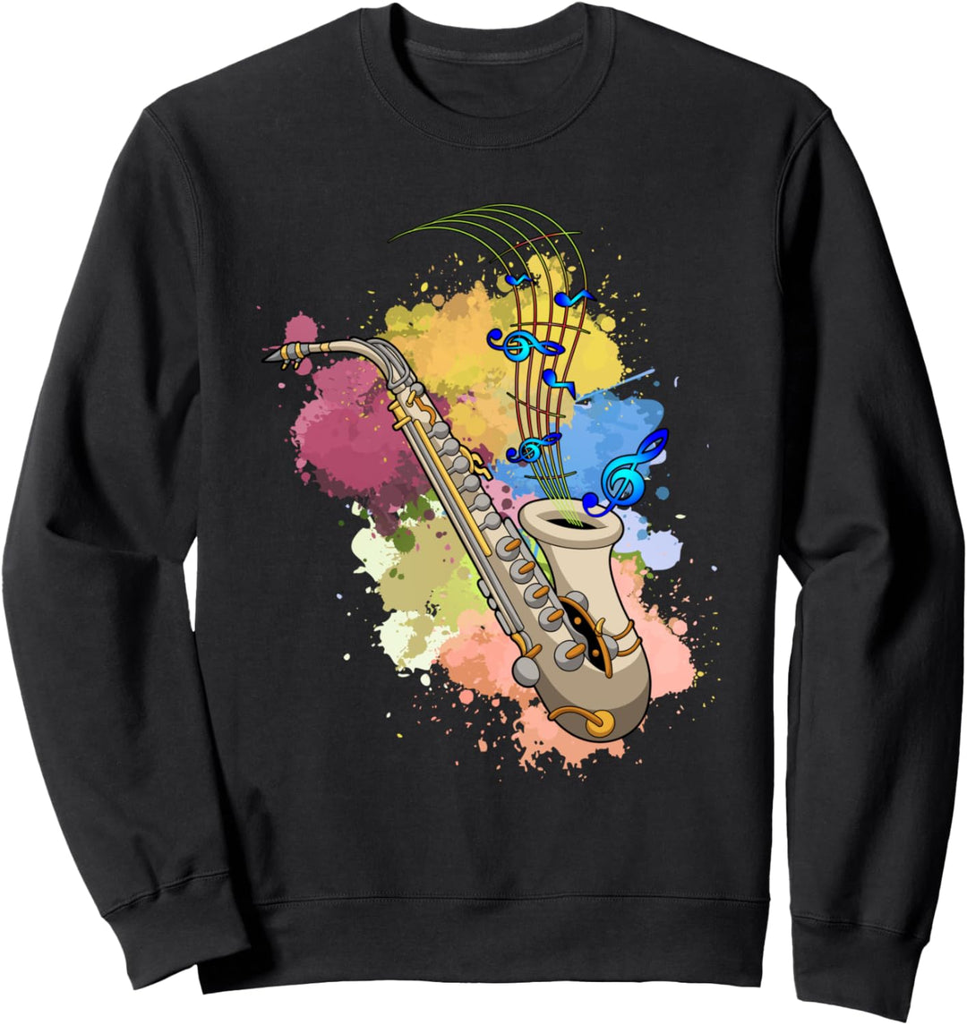 Musik Jazz Musiker Saxophonspieler Farbenfrohes Saxophon Sweatshirt