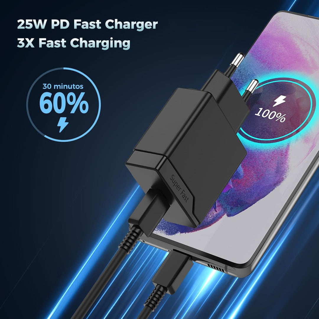 2er 25W USB-C Schnellladegerät Ladekabel Kompatibel mit Samsung Galaxy S25 5g S24 S23 S22 S21 S20 Ul