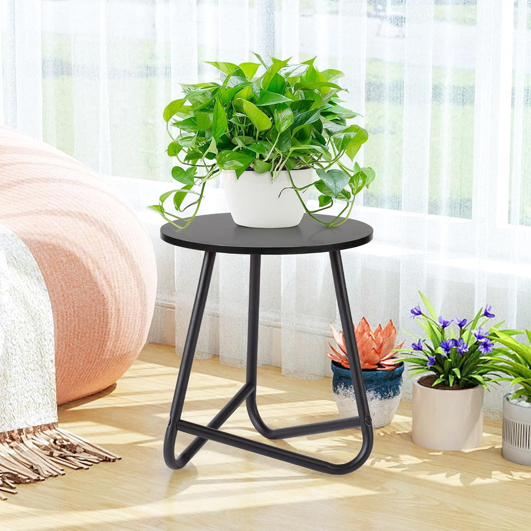 HDANI 35cm Rund Pflanzenständer,Blumenständer,Pflanzenregal aus Holz und Metall,Modernes Regal für Z