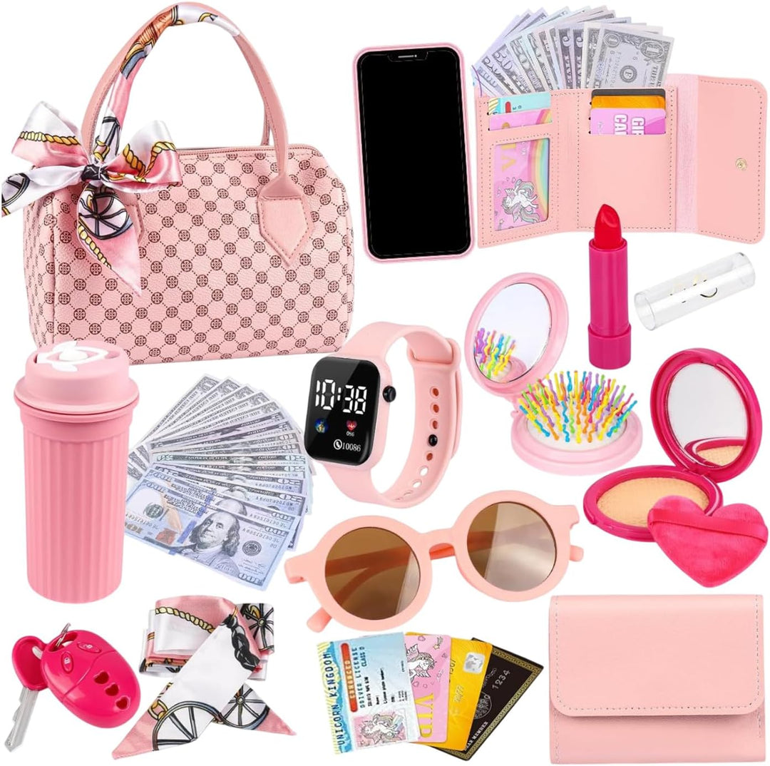 Spielhandtasche Für Kinder - Kleinkind Handtasche Mit Spiel-Kosmetik,Prinzessinnen Verwandlungsspiel