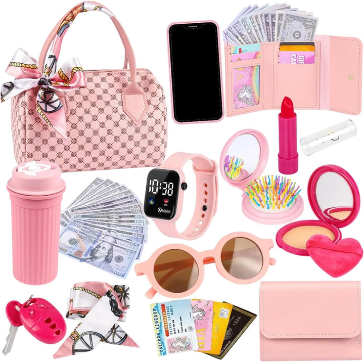 Spielhandtasche Für Kinder - Kleinkind Handtasche Mit Spiel-Kosmetik,Prinzessinnen Verwandlungsspiel