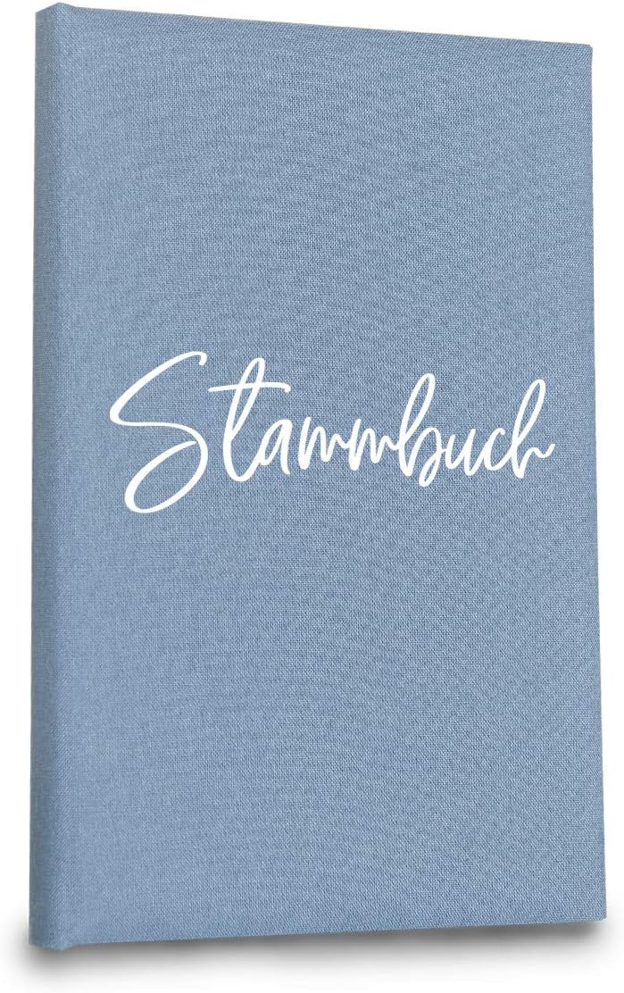 Hochzeitideal Stammbuch der Familie, Familienstammbuch 'Amore' aus Buchbinderleinen (Jeansblau)