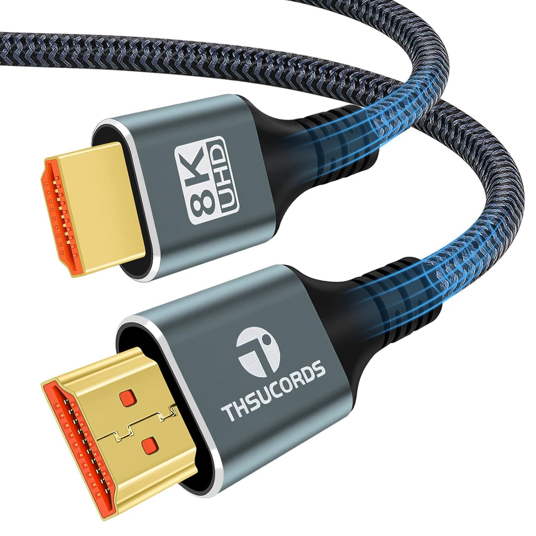 Thsucords 8K HDMI Kabel 2.1 5M 2 Stück, High Speed geflochtenes HDMI auf HDMI Kabel unterstützt 8K@6