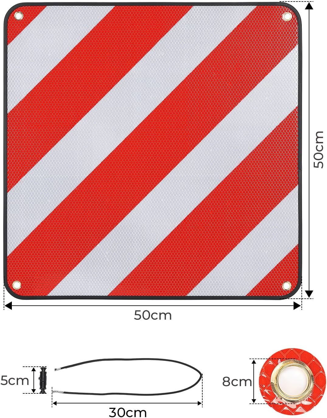 KEMIMOTO Warntafel Italien und Spanien, 50 * 50cm reflektierendes Warntafel Fahrradträger mit 4 Stüc
