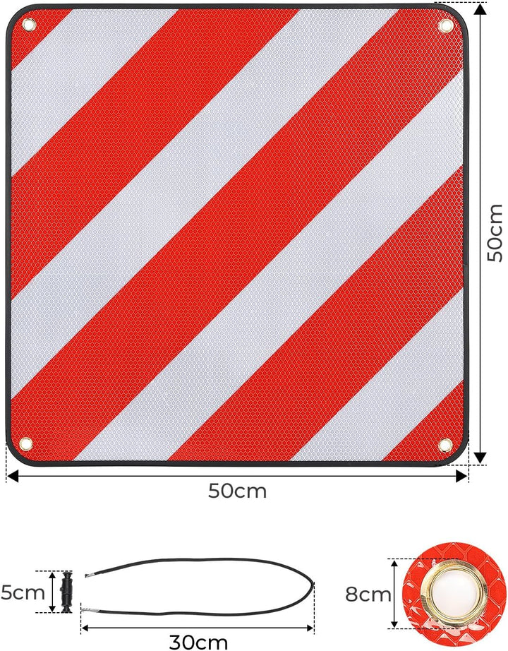 KEMIMOTO Warntafel Italien und Spanien, 50 * 50cm reflektierendes Warntafel Fahrradträger mit 4 Stüc