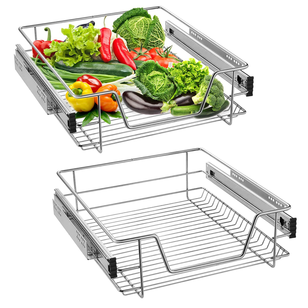 AufuN 2x Küchenschublade 50cm, Teleskopschublade Vollauszug Küchenschrank Schrankauszug Schlafzimmer