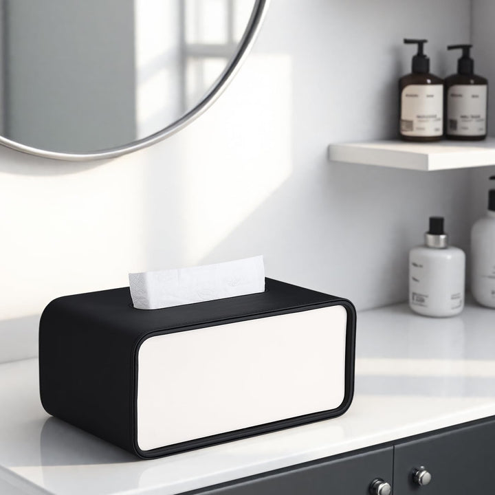 GORESE Taschentuchbox,Leder Rechteckige Kosmetiktücherbox Papiertaschentuchhalter Taschentuchspender