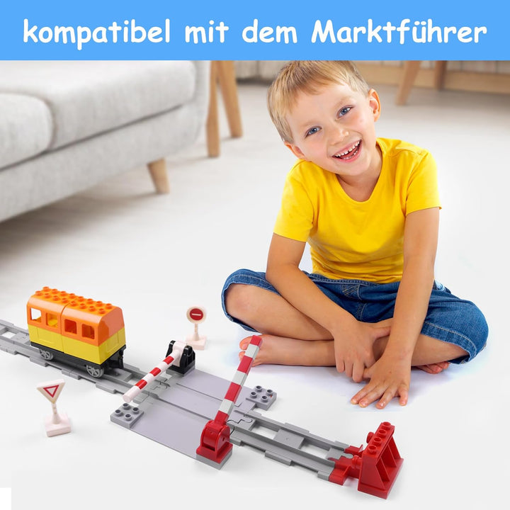 Mirthben 18pcs Bausteine Schienen Set, City Zug Schienen, bestehend aus Cross Track Gerade, Kurven S