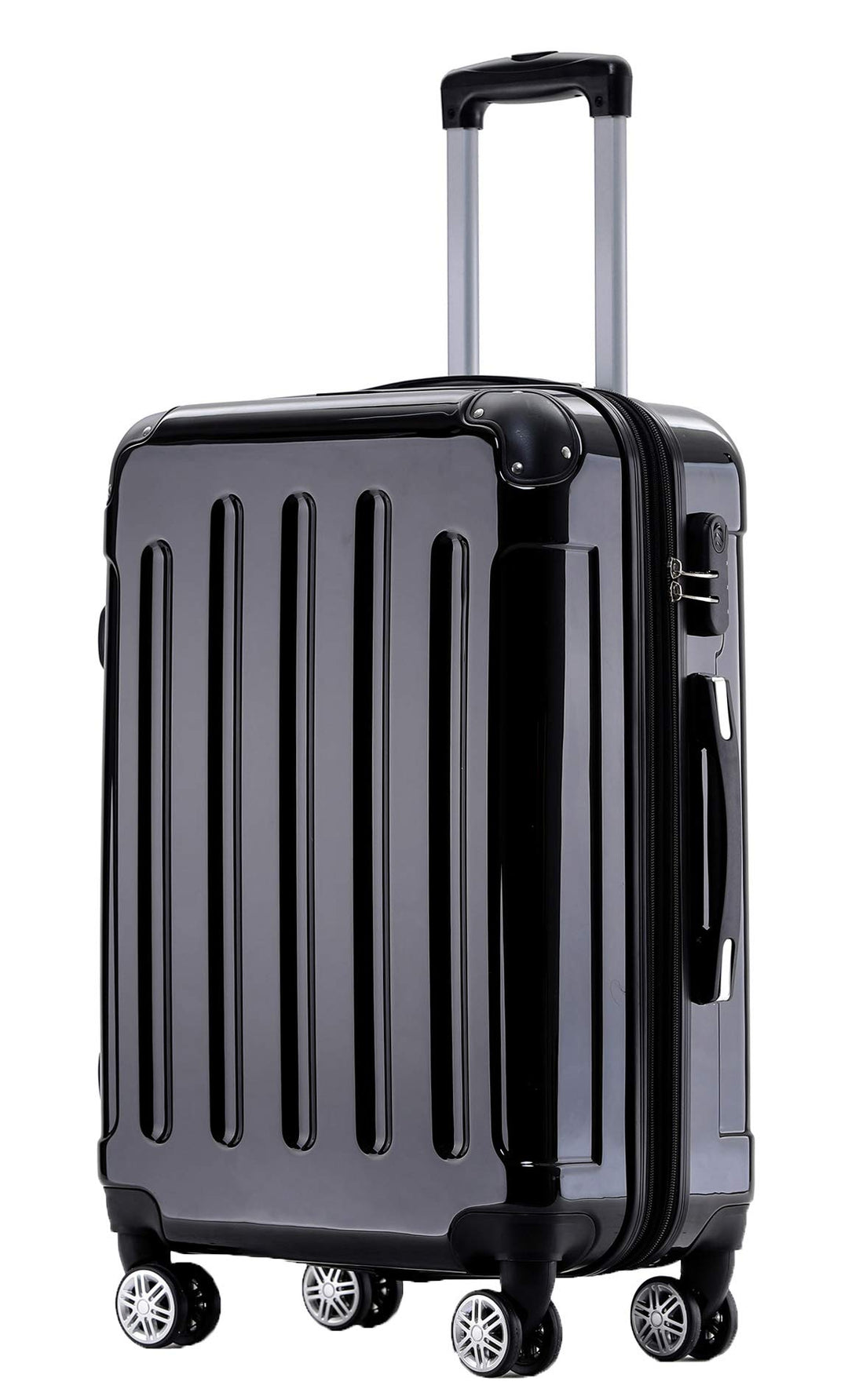BEIBYE Zwillingsrollen 2048 Hartschale Trolley Koffer Reisekoffer in M-L-XL-Set in 15 Farben (Black,