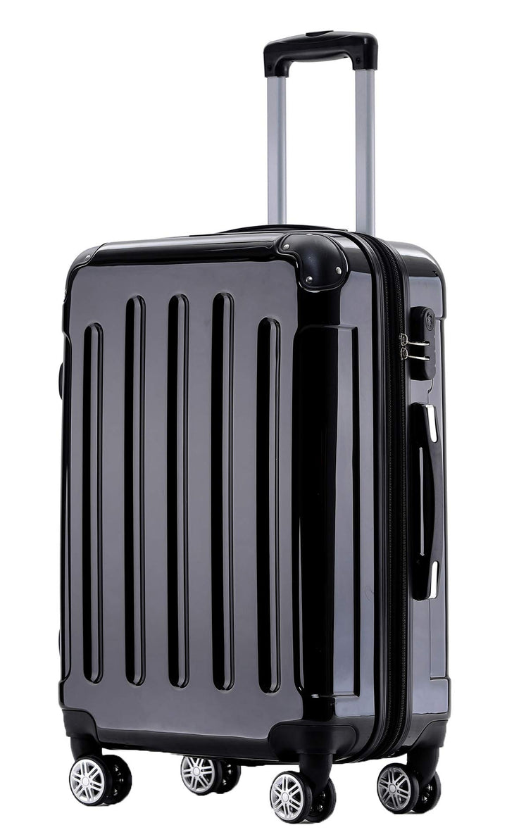 BEIBYE Zwillingsrollen 2048 Hartschale Trolley Koffer Reisekoffer in M-L-XL-Set in 15 Farben (Black,