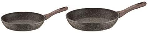 Pintinox Set mit 2 Pfannen aus Aluminium, antihaftbeschichtet, Serie Naturstein, Steinoptik, indukti
