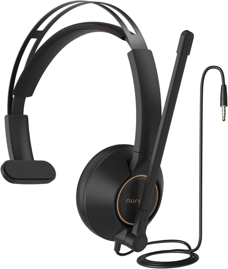 Nuroum HP11-S Headset mit Mikrofon für PC, Komfortable Kabelgebundene Single-Ear (Mono) Headset, Ans