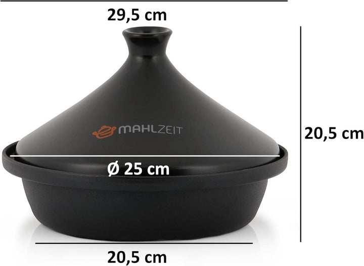 Mahlzeit gusseiserne Tagine | Ø 25 cm | emailliert | Tajine-Topf mit Deckel aus glasierter Keramik f