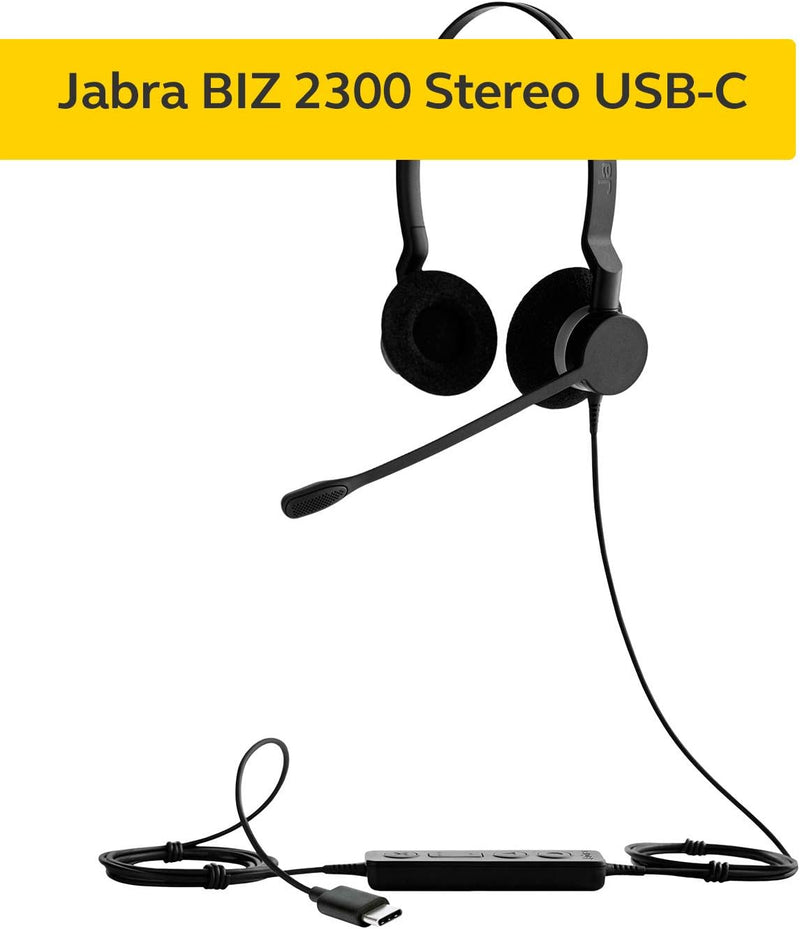 Jabra Biz 2300 USB-C MS On-Ear Stereo Headset - Skype for Business zertifizierter Noise Cancelling K