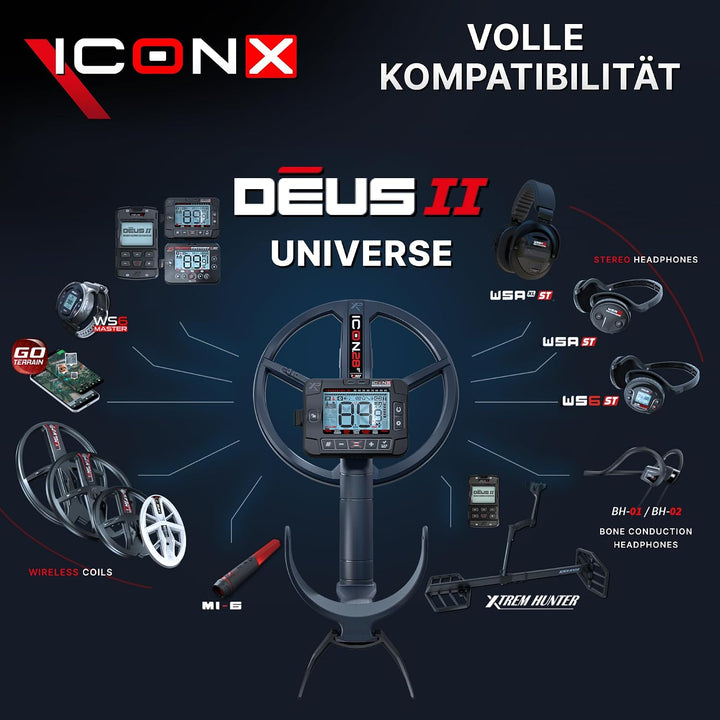 XP Metal Detectors ICONX Adventure Pack - WSAXL Stereo-Kopfhörer, MI-6 Pinpointer, FMF 28cm Suchspul