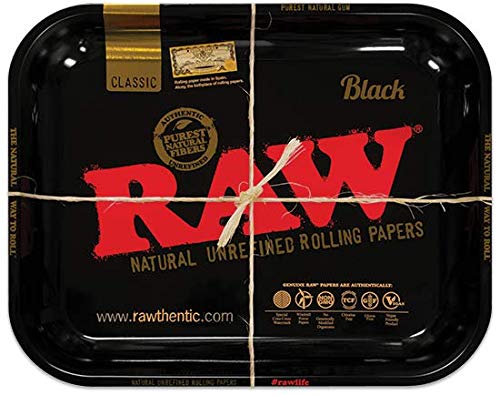 RAW 18753 Medium Black Metal Rolling Tray-27,5 x 34,0 cm, Aluminium