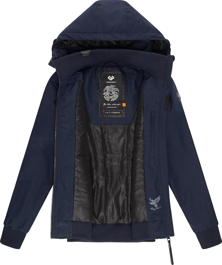 Ragwear Damen warme wasserdichte Winterjacke Outdoorjacke mit Kapuze Nuggie Melange XS-6XL L Navy, L