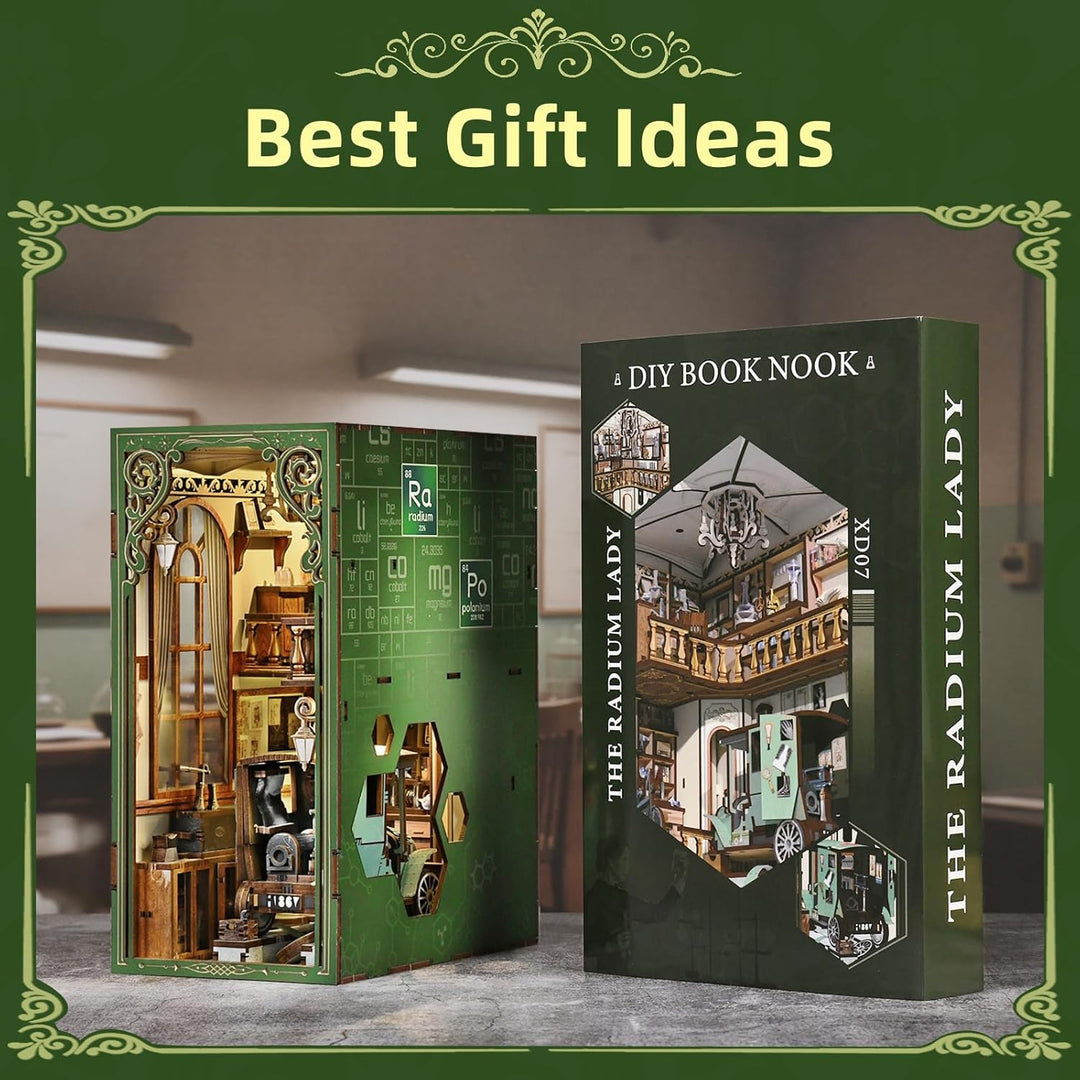 Book Nook Kit DIY Miniatur Kit Buchstütze 3D Holzpuzzle mit Staubschutzhülle für Bastelenthusiasten