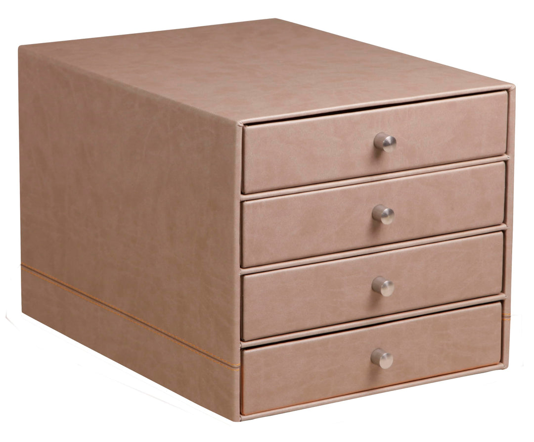 Rhodia 318864C Schubladenbox (mit 4 Schubladen, Griffe aus Metall, Kunstleder, elegant und praktisch