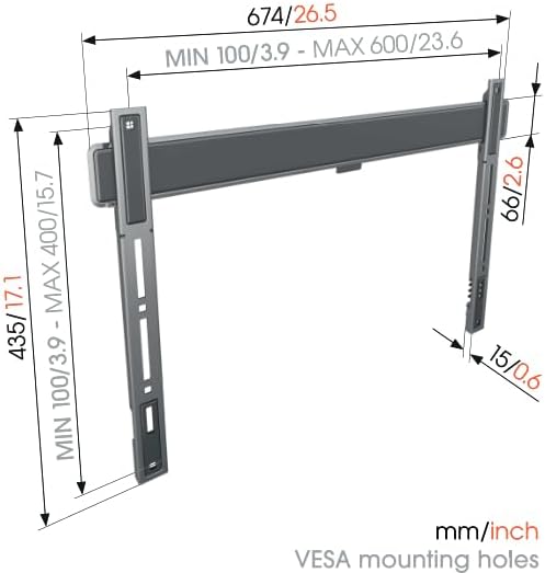 Vogel's TVM 5607 – Unsere Absolut Flachste TV-Wandhalterung für 40-100 Zoll TVs, Max 100 kg, Univers