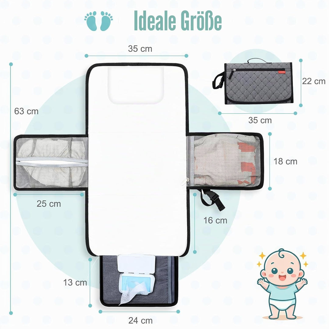 Lekebaby Wickelunterlage Wickelunterlage Tragbare Wickelunterlage Baby Reise Wickelunterlage mit Wis